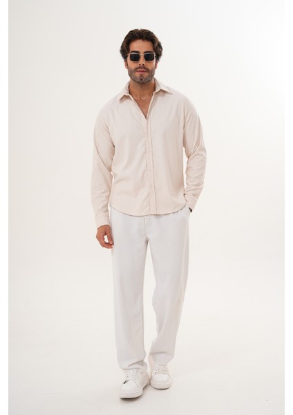 Gömlek Erkek Pamuklu Kadife Kumaş Likralı Mevsimlik Regular Gömlek fiyatları