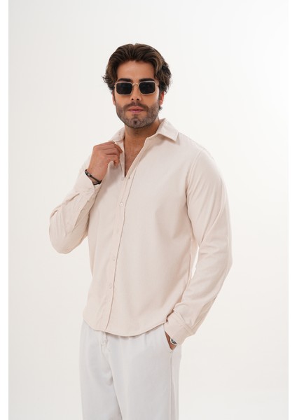 Gömlek Erkek Pamuklu Kadife Kumaş Likralı Mevsimlik Regular Gömlek indirimleri