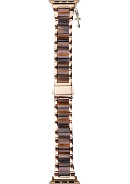 Apple Watch Series 10 46MM/ULTRA 2 Ultra 49MM/SERIES 9 8 7 45MM/SE (2023) Se (2022) Se 6 5 4 44MM/3 2 1 42MM Için 3 Boncuklu Kayış - Çikolata (Yurt Dışından)