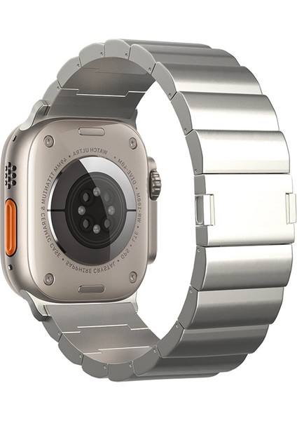 Apple Watch Series 10 42MM/9 8 7 41MM/SE (2023) Se (2022) Se 6 5 4 40MM/3 2 1 38MM Titanyum Alaşımlı Saat Kayışı Manyetik Kilit - Gümüş (Yurt Dışından)