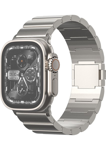 Apple Watch Series 10 42MM/9 8 7 41MM/SE (2023) Se (2022) Se 6 5 4 40MM/3 2 1 38MM Titanyum Alaşımlı Saat Kayışı Manyetik Kilit - Gümüş (Yurt Dışından) fırsatları