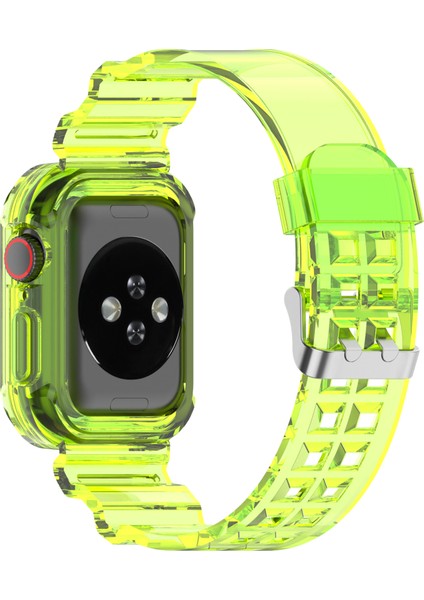 Apple Watch Series 10 46MM Entegre Saat Kayışı ve Kılıf Kapağı, Ayarlanabilir Saat Kayışı - Şeffaf Sarı (Yurt Dışından)