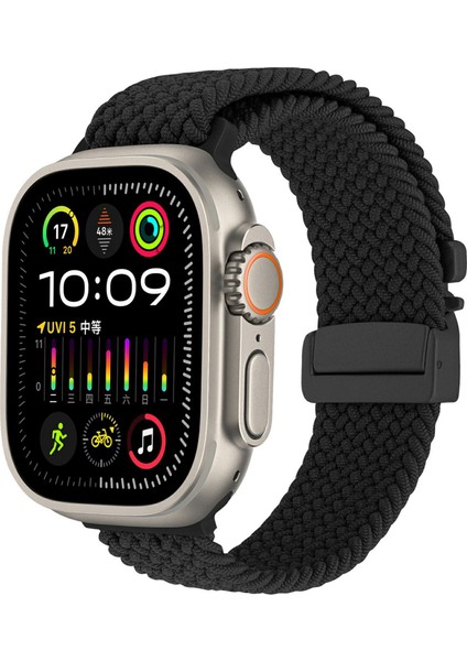 Apple Watch Series 10 Ultra 9 8 7 Se 6 5 4 3 2 1 46MM 49MM 45MM 44MM 42MM Paraşüt Tokalı Naylon Saat Kayışı - Siyah (Yurt Dışından) fırsatları