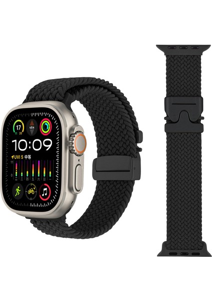 Apple Watch Series 10 Ultra 9 8 7 Se 6 5 4 3 2 1 46MM 49MM 45MM 44MM 42MM Paraşüt Tokalı Naylon Saat Kayışı - Siyah (Yurt Dışından) indirimleri
