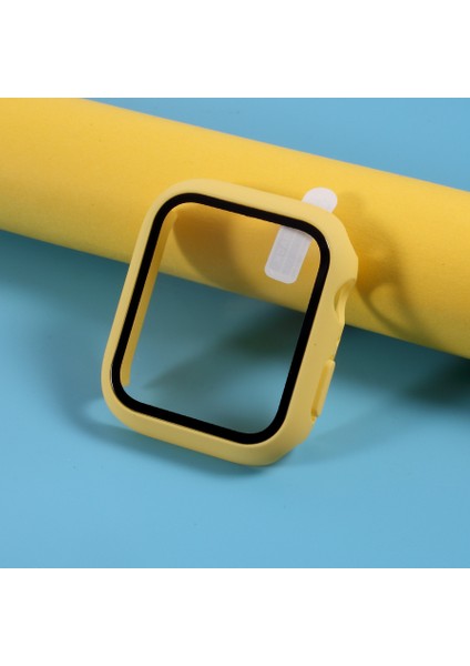 Apple Watch Series 4/5/6 44MM/SE 44MM/SE (2022) 44MM-SARI Için Cam Ekran Koruyucu Filmli Çoklu Renkli Pc Çerçeve Kapağı Kabuğu (Yurt Dışından)