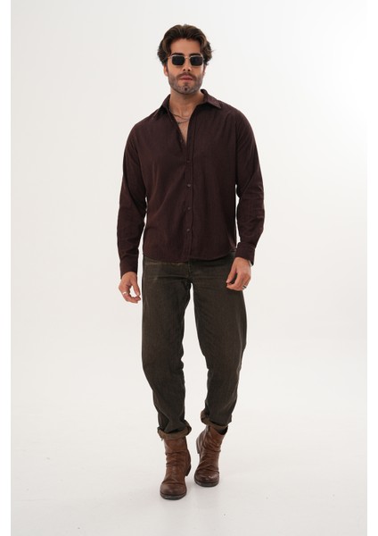 Gömlek Erkek Pamuklu Kadife Kumaş Likralı Mevsimlik Regular Gömlek fiyatları