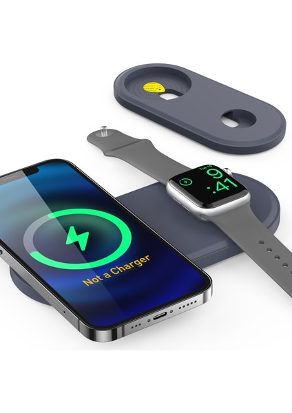 Ahastyle PT135 2'si 1 Arada Akıllı Saat Cep Telefonu Şarj Cihazı Silikon Kılıf Magsafe Şarj Matı Şarj Istasyonu Koruyucusu ile Uyumlu - Gece Mavisi (Yurt Dışından) fiyatları