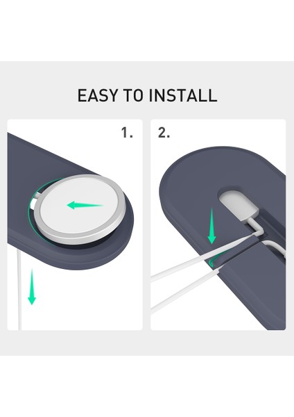 Ahastyle PT135 2'si 1 Arada Akıllı Saat Cep Telefonu Şarj Cihazı Silikon Kılıf Magsafe Şarj Matı Şarj Istasyonu Koruyucusu ile Uyumlu - Gece Mavisi (Yurt Dışından) indirimleri