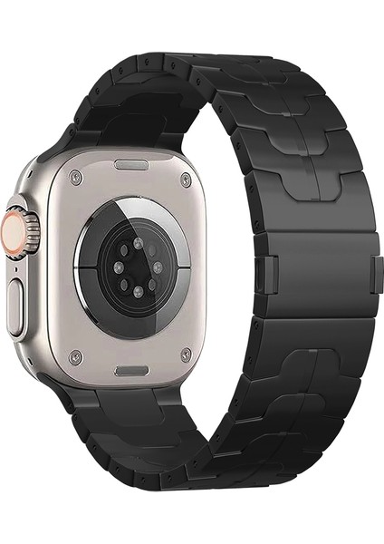 Apple Watch Series 10 42MM/9 8 7 41MM/SE (2023) Se (2022) Se 6 5 4 40MM/3 2 1 38MM Manyetik Tokalı Titanyum Alaşımlı Bant-Siyah (Yurt Dışından)