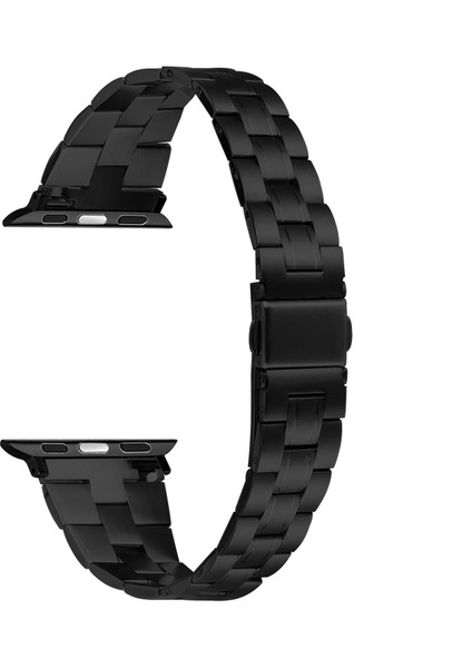 Apple Watch Series 10 42MM/9 8 7 41MM/SE (2023) Se (2022) Se 6 5 4 40MM/3 2 1 38MM Paslanmaz Çelik Kayış Üç Boncuklu Siyah (Yurt Dışından)