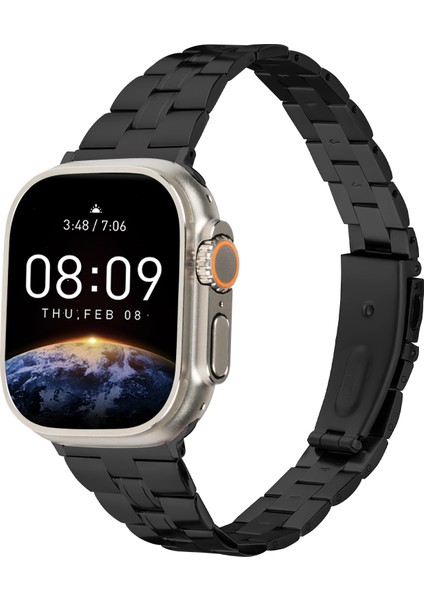 Apple Watch Series 10 42MM/9 8 7 41MM/SE (2023) Se (2022) Se 6 5 4 40MM/3 2 1 38MM Paslanmaz Çelik Kayış Üç Boncuklu Siyah (Yurt Dışından) modelleri