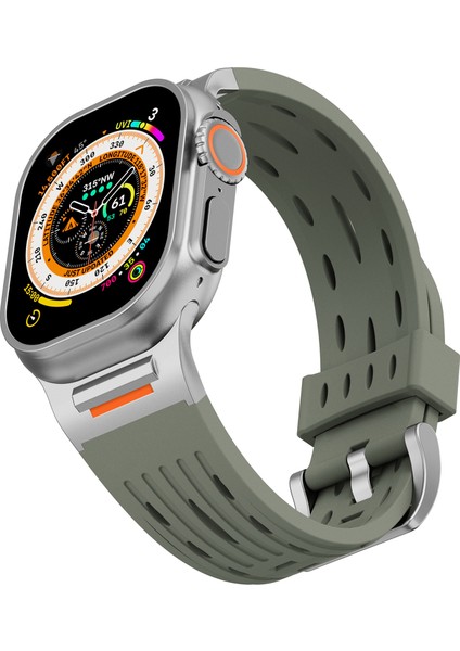 Apple Watch Series 10 46MM/ULTRA 2/ultra 49MM/9 8 7 45MM/SE (2023) Se (2022) Se 6 5 4 44MM/3 2 1 42MM Için Çok Delikli Saat Kayışı - Orman Yeşili (Yurt Dışından) modelleri