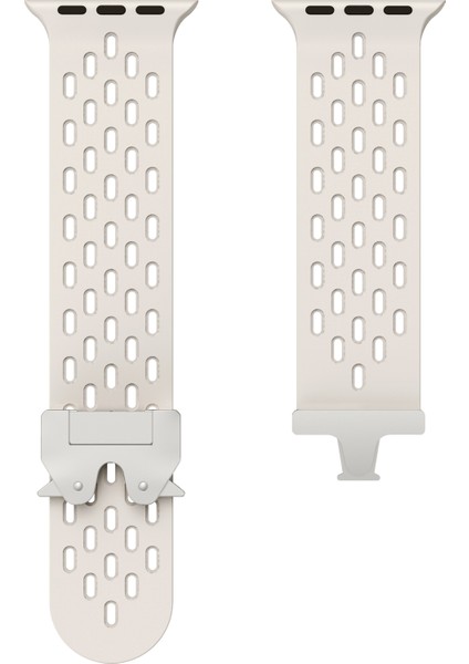 Apple Watch Series 10 46MM/ULTRA 2/ultra 49MM/9 8 7 45MM/SE (2023) Se (2022) Se 6 5 4 44MM/3 2 1 42MM Için Içi Boş Silikon Kayış - Starlight + Gümüş Toka (Yurt Dışından) fiyatları