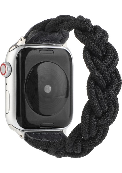 Apple Watch Series 10 46MM/ULTRA 2 Ultra 49MM/9 8 7 45MM/SE (2023) Se (2022) Se 6 5 4 44MM/3 2 1 42MM-SIYAH Için Elastik Dokuma Tasarım Saat Kayışı Yedek Saat Kayışı (Yurt Dışından)