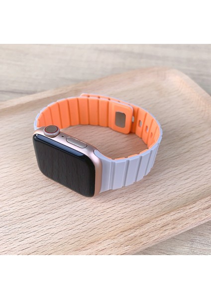 Apple Watch Series 10, 9, 8, 7, Se, 6, 5, 4, 3, 2, 1, 42 Mm, 41 Mm, 40 Mm, 38 mm Için Silikon Kayış - Hızlı Çıkarılabilir Manyetik Kayış - Süt Çayı + Beyaz (Yurt Dışından) fırsatları
