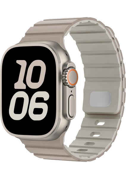 Apple Watch Series 10, 9, 8, 7, Se, 6, 5, 4, 3, 2, 1, 42 Mm, 41 Mm, 40 Mm, 38 mm Için Silikon Kayış - Hızlı Çıkarılabilir Manyetik Kayış - Süt Çayı + Beyaz (Yurt Dışından) indirimleri
