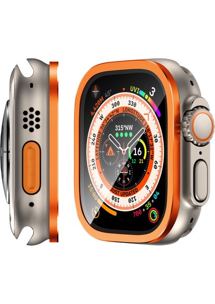 Apple Watch Ultra 2 49MM/ULTRA 49MM Ekran Koruyucu Titanyum Alaşımlı Çerçeve Yüksek Alüminyum-Silikon Cam Filmi-Turuncu (Yurt Dışından) indirimleri