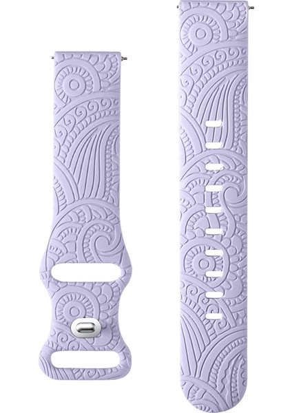 Oyma Desenli Silikon Bileklik Kayışı Evrensel Akıllı Bileklik Bandı 20 mm - Mor (Yurt Dışından)