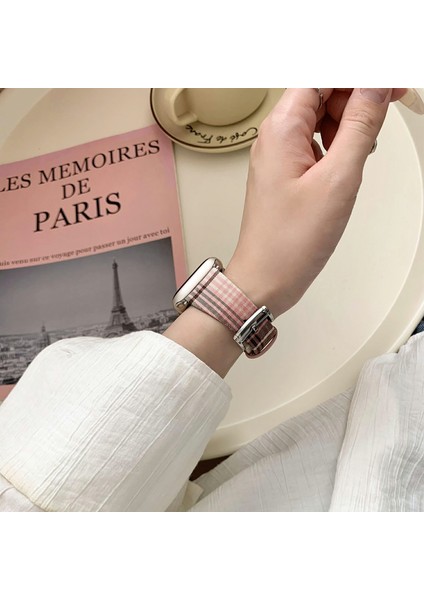 Apple Watch Series 10 42MM/9 8 7 41MM/SE (2023) Se (2022) Se 6 5 4 40MM/3 2 1 38MM-STIL 3 Için Ekose Yün Kayış (Yurt Dışından) modelleri