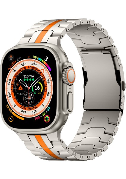 Apple Watch Series 10 42MM/9 8 7 41MM/SE (2023) Se (2022) Se 6 5 4 40MM/3 2 1 38MM Için Titanyum Alaşımlı Saat Kayışı - Titanyum + Turuncu (Yurt Dışından) fiyatları