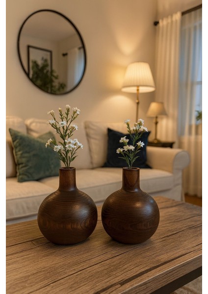2'li Iskandinav Tarzı Ahşap El Yapımı Dekoratif Modern Minimalist Vazo Çiçeklik Top Model fiyatları