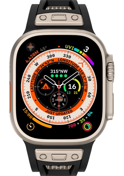 Kalebol Apple Watch 10 46MM/ULTRA 2/ultra 49MM/9 8 7 45MM/SE (2023) Se (2022) Se 6 5 4 44MM/3 2 1 42MM Petek Saat Kayışı - Siyah + Titanyum (Yurt Dışından) modelleri