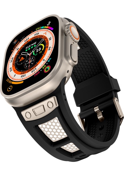 Kalebol Apple Watch 10 46MM/ULTRA 2/ultra 49MM/9 8 7 45MM/SE (2023) Se (2022) Se 6 5 4 44MM/3 2 1 42MM Petek Saat Kayışı - Siyah + Titanyum (Yurt Dışından) indirimleri