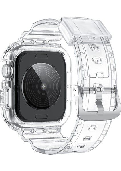 Apple Watch Series 10 46MM/ULTRA 2/ultra 49MM/9 8 7 45MM/SE (2023) Se (2022) Se 6 5 4 44MM/3 2 1 42MM Için Entegre Tpu Kayış + Saat Kılıfı - Şeffaf (Yurt Dışından) modelleri