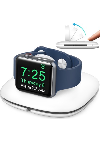 Ahastyle PT126 Apple Watch Şarj Standı Katlanabilir Akıllı Saat Şarj Tutucu Şarj Istasyonu-Beyaz (Yurt Dışından)