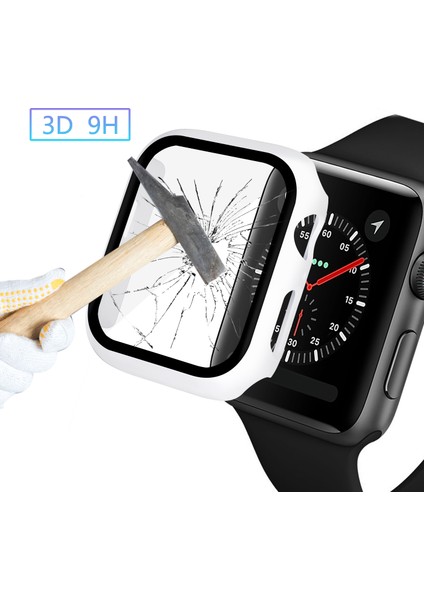 Apple Watch Series 4/5/6/se/se (2022) 40 mm Pc Çerçeve + Temperli Cam Koruyucu Saat Kılıfı - Beyaz (Yurt Dışından) fiyatları