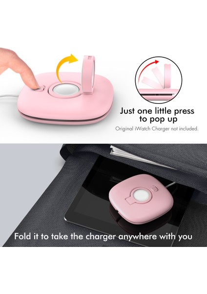 Ahastyle PT126 Apple Watch Şarj Standı Katlanabilir Akıllı Saat Şarj Tutucu Şarj Istasyonu-Pembe (Yurt Dışından) fırsatları