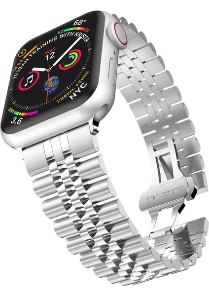 Apple Watch Series 10 46mm/Ultra 2 Ultra 49mm/9 8 7 45mm/SE (2023) SE (2022) SE 6 5 4 44mm/3 2 1 42mm için Yeni Stil Paslanmaz Çelik Saat Kayışı - Gümüş (Yurt Dışından) modelleri
