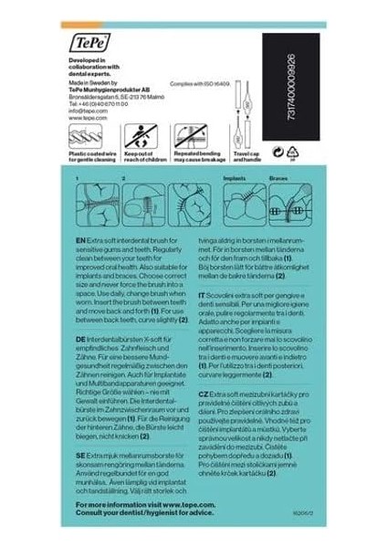 Tepe Interdental Diş Fırçası, Ekstra Yumuşak, 0,45 Mm, 1 x 8 Fırça