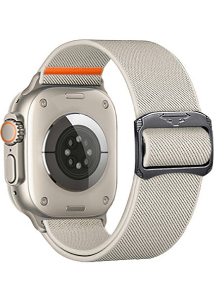 Apple Watch Series 10 46MM/ULTRA 2/ultra 49MM/SERIES 9 8 7 45MM/SE (2023) Se (2022) Se 6 5 4 44MM/3 2 1 42MM Bant-Starlight Için Naylon Kayış (Yurt Dışından)