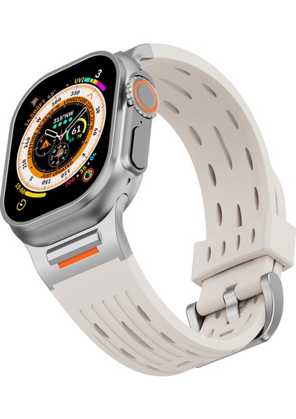 Apple Watch Series 10 46MM/ULTRA 2/ultra 49MM/9 8 7 45MM/SE (2023) Se (2022) Se 6 5 4 44MM/3 2 1 42MM Için Çoklu Delikli Saat Kayışı - Starlight (Yurt Dışından) modelleri