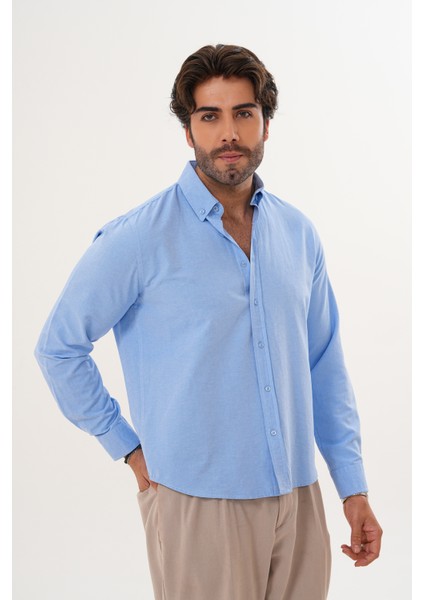 Gömlek Pamuklu Oxford Kumaş Yıkamalı Regular Mevsimlik Erkek Gömlek fırsatları