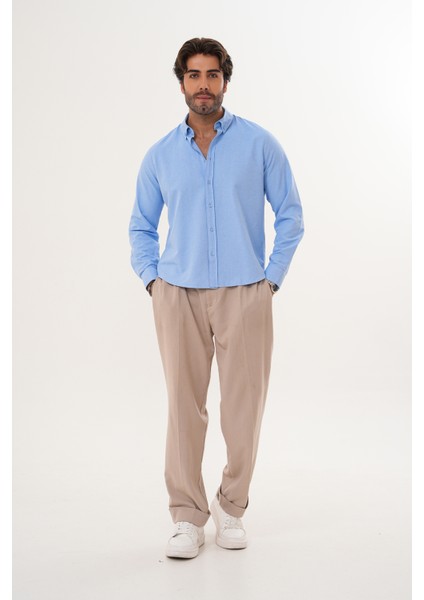 Gömlek Pamuklu Oxford Kumaş Yıkamalı Regular Mevsimlik Erkek Gömlek