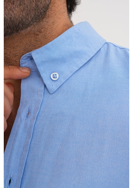 Gömlek Pamuklu Oxford Kumaş Yıkamalı Regular Mevsimlik Erkek Gömlek