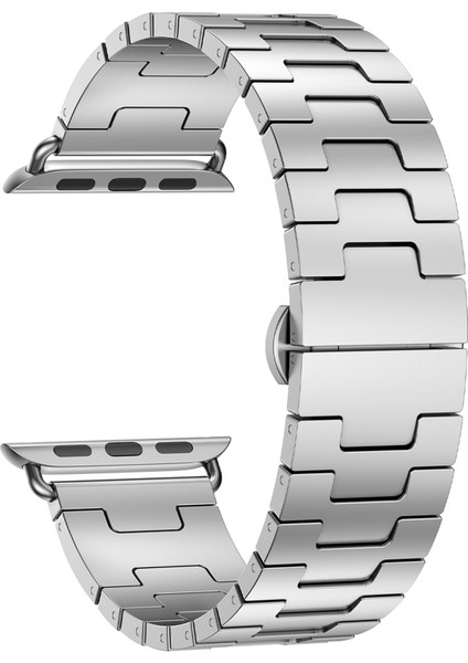 Apple Watch Series 10 46MM/ULTRA 2/ Ultra 49MM/9 8 7 45MM/SE (2023) Se (2022) Se 6 5 4 44MM/3 2 1 42MM Için Titanyum Alaşımlı Kayış - Gümüş (Yurt Dışından)