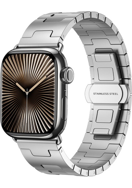 Apple Watch Series 10 46MM/ULTRA 2/ Ultra 49MM/9 8 7 45MM/SE (2023) Se (2022) Se 6 5 4 44MM/3 2 1 42MM Için Titanyum Alaşımlı Kayış - Gümüş (Yurt Dışından) fırsatları