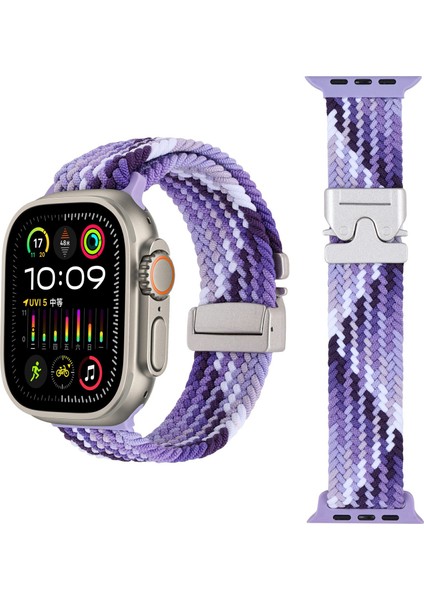 Apple Watch Series 10, 9, 8, 7, Se, 6, 5, 4, 3, 2, 1, 42 Mm, 41 Mm, 40 Mm, 38 mm Paraşüt Tokalı Naylon Örgülü Saat Kayışı - Renkli Mor (Yurt Dışından) modelleri
