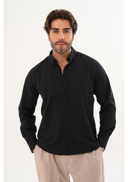 Gömlek Pamuklu Oxford Kumaş Yıkamalı Regular Mevsimlik Erkek Gömlek