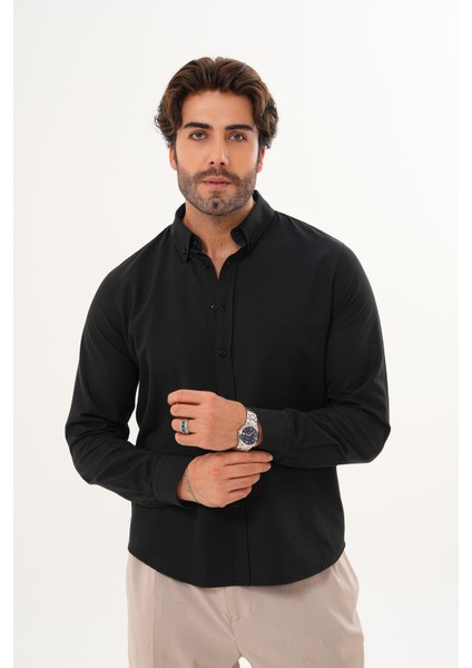 Gömlek Pamuklu Oxford Kumaş Yıkamalı Regular Mevsimlik Erkek Gömlek