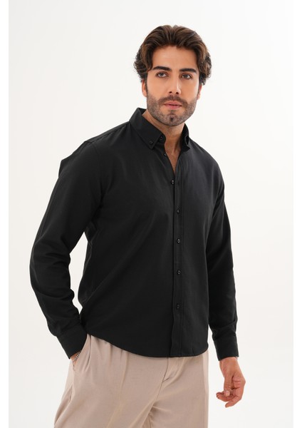 Gömlek Pamuklu Oxford Kumaş Yıkamalı Regular Mevsimlik Erkek Gömlek
