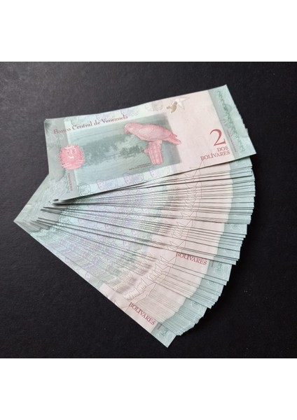 3996368F576833056E 2018 Venezuela 2bolivar Çil 100 Adet Deste Eski Kağıt Para