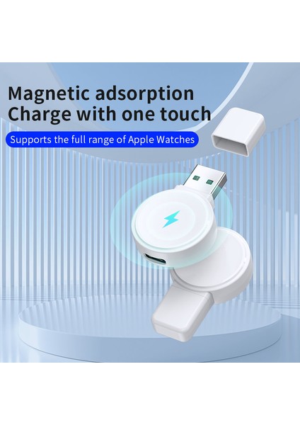 Apple Watch Series 1-8 Şarj Cihazı Için JJT-X53 Mini Manyetik Kablosuz Şarj Pedi USB Fişli - Siyah (Yurt Dışından) fiyatları