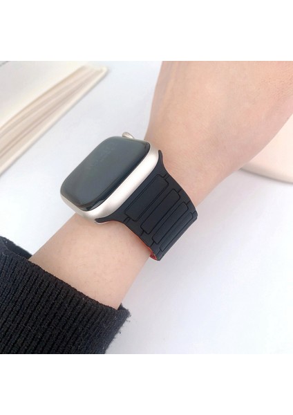 Apple Watch Series 10 Ultra 9 8 7 Se 6 5 4 3 2 1 46MM 49MM 45MM 44MM 42MM Üç Boncuk Tasarımı - Beyaz/mavi Için Manyetik Silikon Saat Kayışı (Yurt Dışından) fiyatları