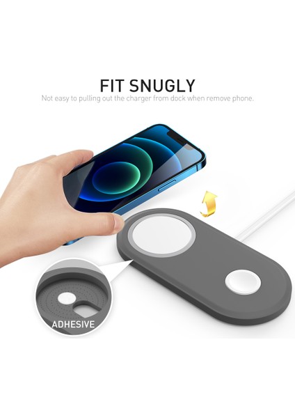 Ahastyle PT135 2'si 1 Arada Akıllı Saat Cep Telefonu Şarj Cihazı Silikon Kılıf Magsafe Şarj Matı Şarj Istasyonu Koruyucusu ile Uyumlu - Gri (Yurt Dışından) fırsatları