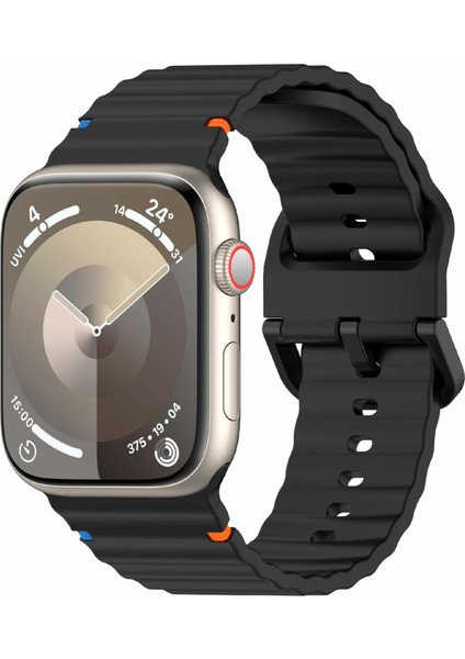Apple Watch Series 10 46MM/ULTRA 2 Ultra 49MM/SERIES 9 8 7 45MM/SE (2023) Se (2022) Se 6 5 4 44MM/3 2 1 42MM Bant Için Silikon Kayış - Siyah (Yurt Dışından) fiyatları