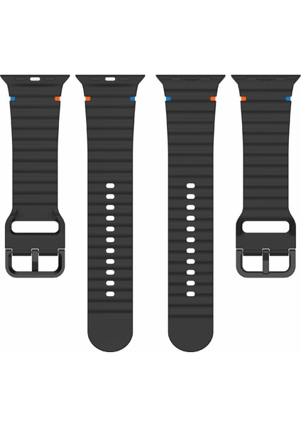 Apple Watch Series 10 46MM/ULTRA 2 Ultra 49MM/SERIES 9 8 7 45MM/SE (2023) Se (2022) Se 6 5 4 44MM/3 2 1 42MM Bant Için Silikon Kayış - Siyah (Yurt Dışından) indirimleri